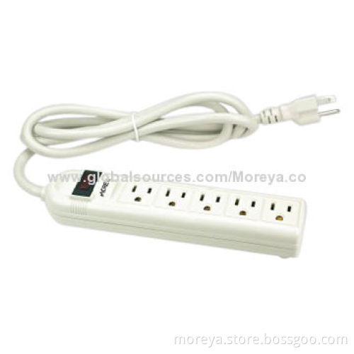 Power Strip of American Standard with 5 Socket Outlets, PC + ABS Plastic, Extension CordNew